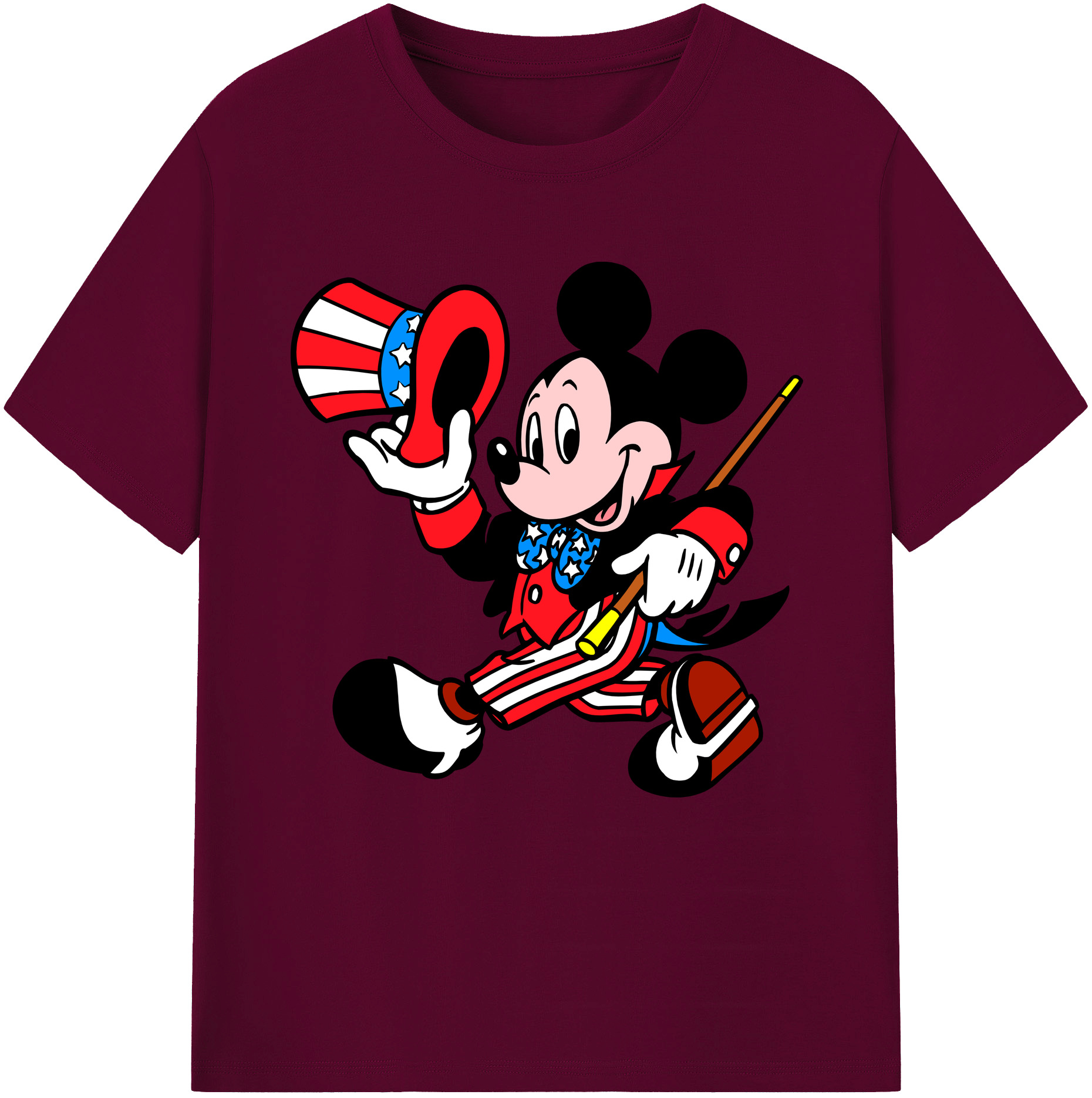 （画像用） ミッキーマウス Mickey Mouse レディースカジュアルプリントTシャツ（綿100％）
